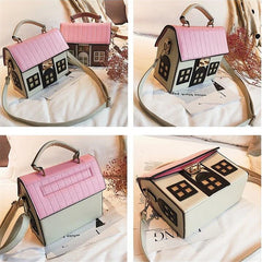 Women's Cartoon House Shoulder Bag Crossbody Messenger Bag
