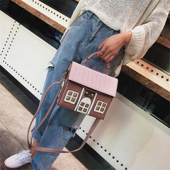 Women's Cartoon House Shoulder Bag Crossbody Messenger Bag