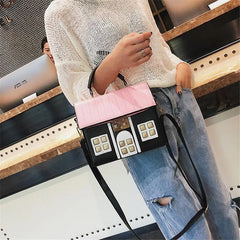Women's Cartoon House Shoulder Bag Crossbody Messenger Bag