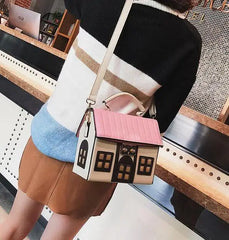 Women's Cartoon House Shoulder Bag Crossbody Messenger Bag