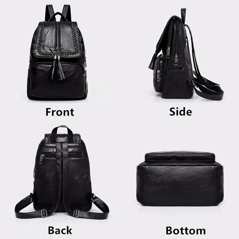 Women's PU Leather Backpack Classic Waterproof School Bag