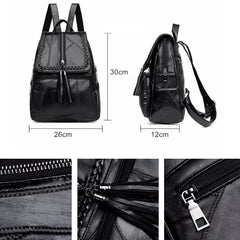 Women's PU Leather Backpack Classic Waterproof School Bag