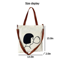 Women's Canvas Shopper Tote Bag Japanese Style Large Capacity Handbag