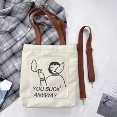 Women's Canvas Shopper Tote Bag Japanese Style Large Capacity Handbag