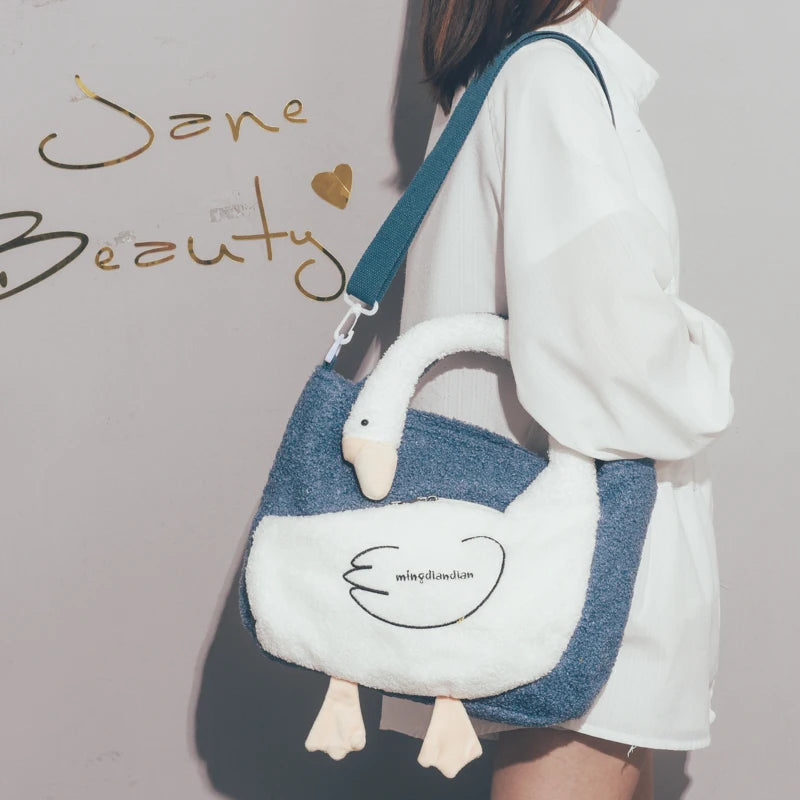 Autumn Winter Lamb Plush Shoulder Bag Student Messenger Bag
