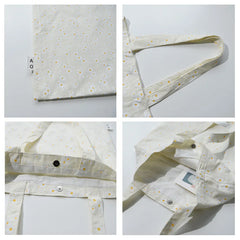 Casual Canvas Shoulder Bag with Large Capacity Embossed Daisy Handbag