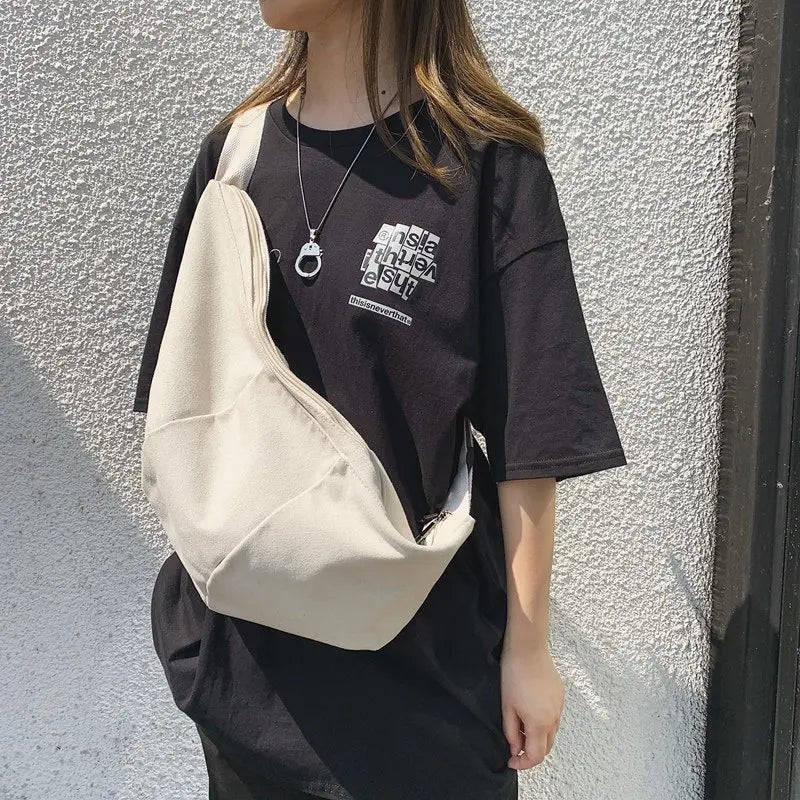 Japanese Style Canvas Messenger Bag for Men and Women