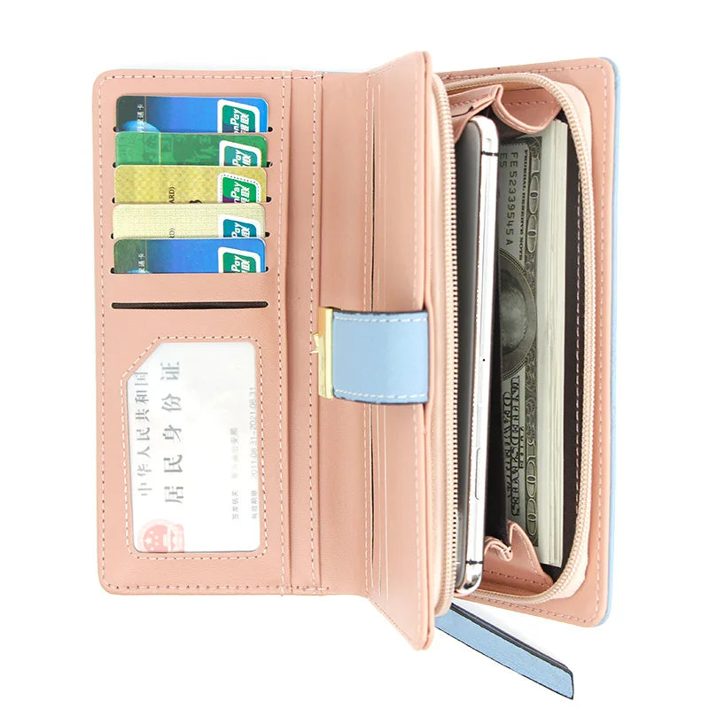 Women's Long Zipper Wallet Mobile Phone Bag Handbag Purse