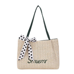 One-Shoulder Straw Woven Beach Bag Large Capacity Bucket Bag