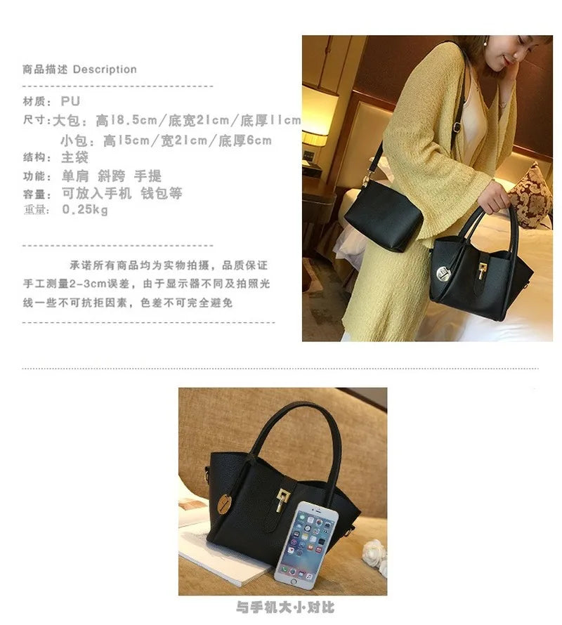 Women's Shoulder Bag PU Leather Lock Bag Cross-body Bag