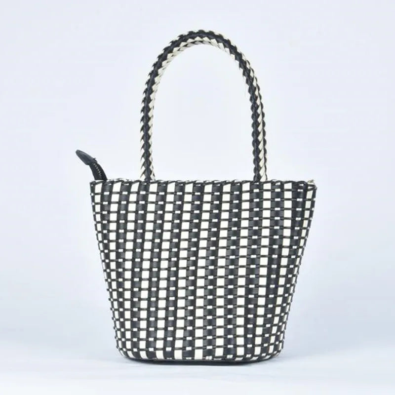 Spring and Retro Leather Hand-Woven Bag Japanese Bucket Bag