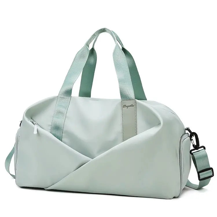 Nylon Sport Bag for Women with Shoe Pocket - Weekend Fitness Yoga Bag