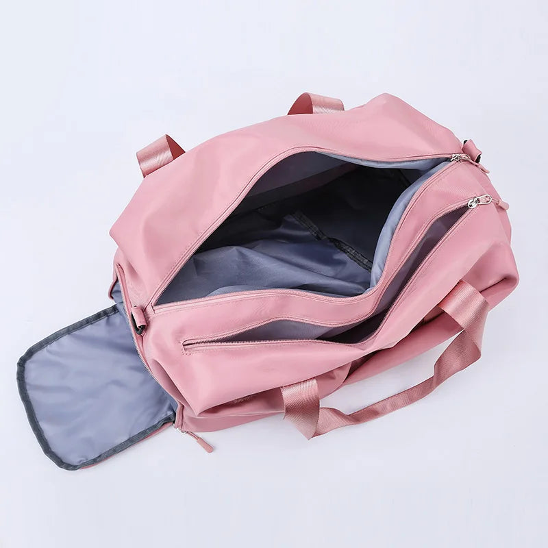 Nylon Sport Bag for Women with Shoe Pocket - Weekend Fitness Yoga Bag