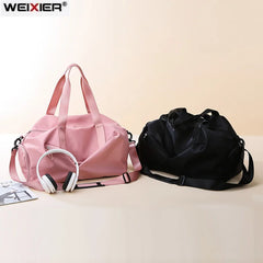 Nylon Sport Bag for Women with Shoe Pocket - Weekend Fitness Yoga Bag