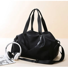 Nylon Sport Bag for Women with Shoe Pocket - Weekend Fitness Yoga Bag