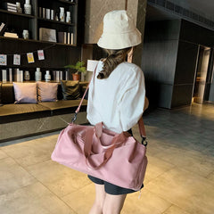 Nylon Sport Bag for Women with Shoe Pocket - Weekend Fitness Yoga Bag