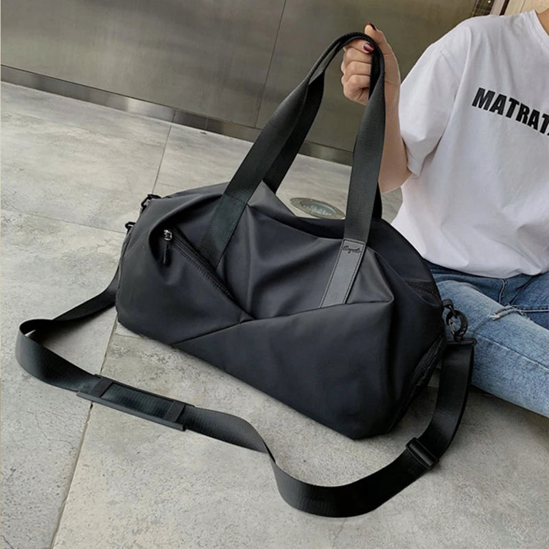 Nylon Sport Bag for Women with Shoe Pocket - Weekend Fitness Yoga Bag