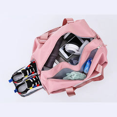 Nylon Sport Bag for Women with Shoe Pocket - Weekend Fitness Yoga Bag