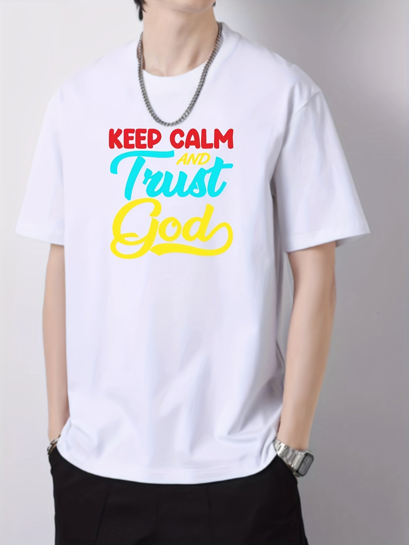 Men's Cotton Graphic Crew Neck Active T shirt for Summer