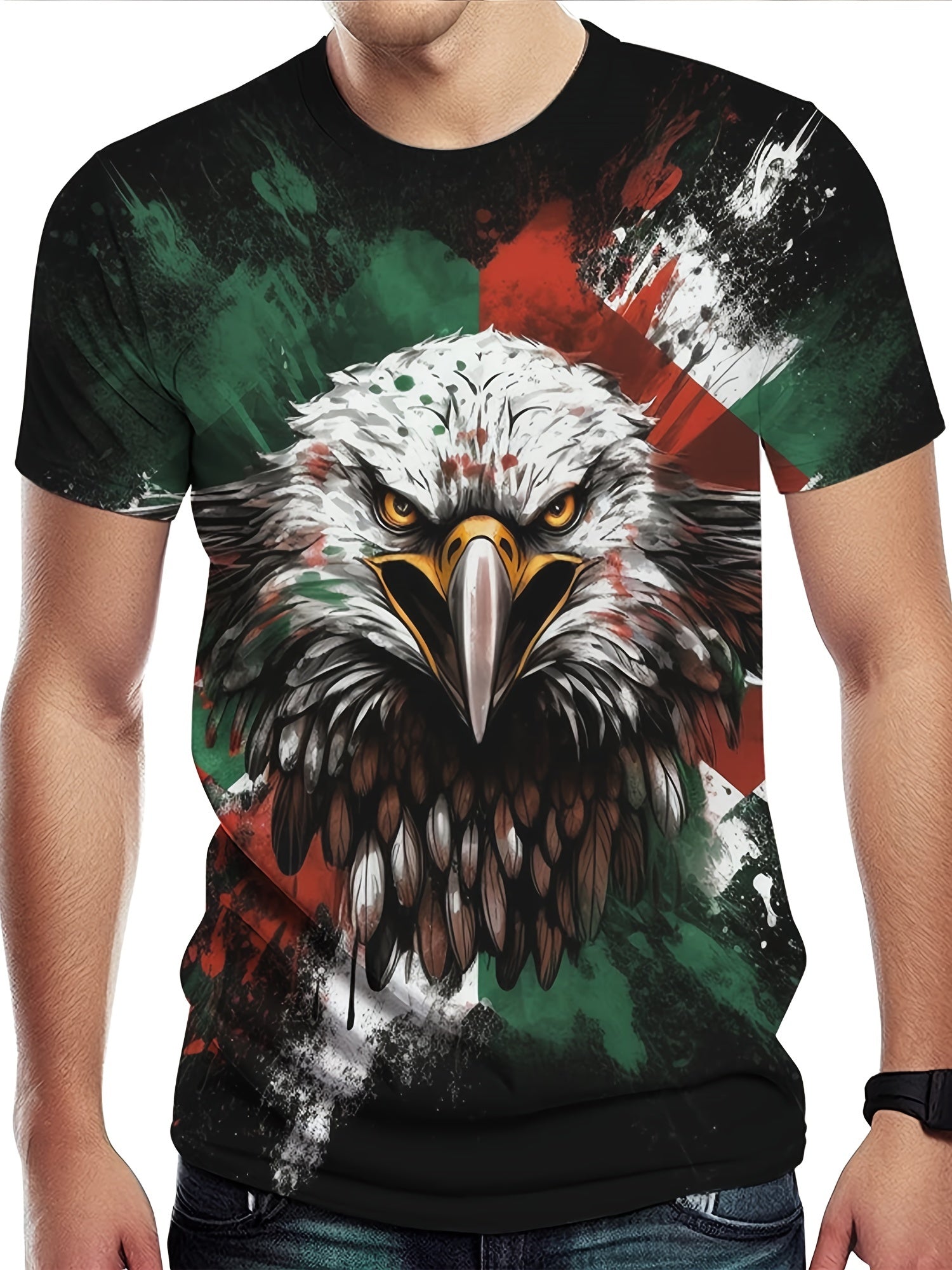 Eagle 3D Print Men's Graphic T-Shirt for Summer