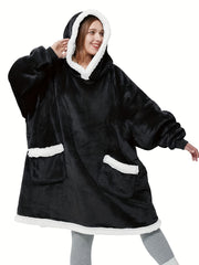 Fleece Hooded Lounge Robe with Pockets
