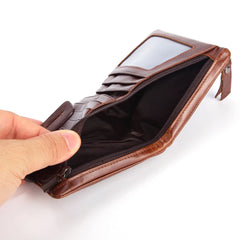 2021 Men's Short Wallet Leather Zipper High Photo Holder Male Wallet
