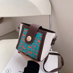 Strawberry Pattern Bucket Bag Set PU Leather Crossbody