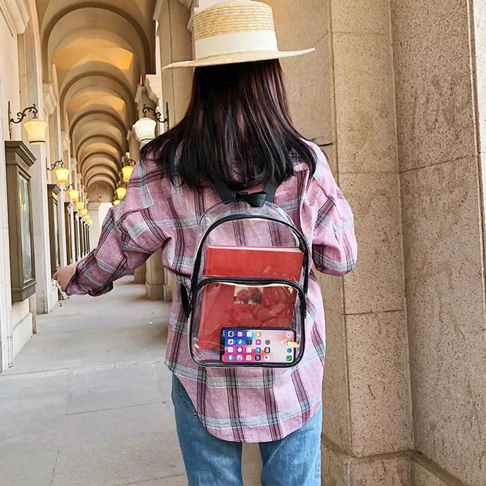 2021 Women Jelly PVC Backpack Transparent Schoolbag Girls