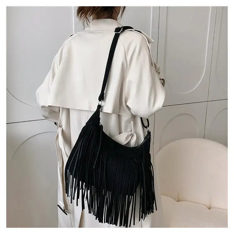 Tassel Crossbody Bag National Style Shoulder Bag Pu Leather Messenger Bag