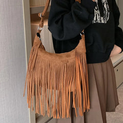 Tassel Crossbody Bag National Style Shoulder Bag Pu Leather Messenger Bag