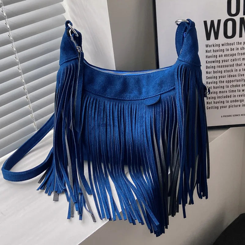 Tassel Crossbody Bag National Style Shoulder Bag Pu Leather Messenger Bag