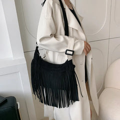 Tassel Crossbody Bag National Style Shoulder Bag Pu Leather Messenger Bag