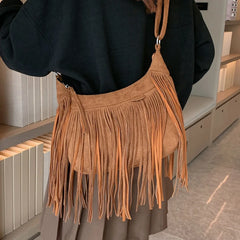 Tassel Crossbody Bag National Style Shoulder Bag Pu Leather Messenger Bag