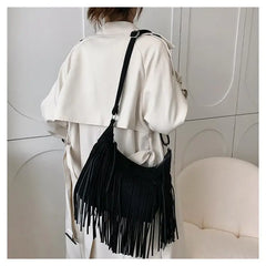 Tassel Crossbody Bag National Style Shoulder Bag Pu Leather Messenger Bag