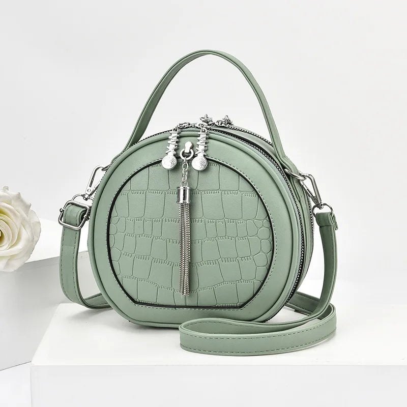 Autumn Handbag Women's Shoulder PU Small Round Bag