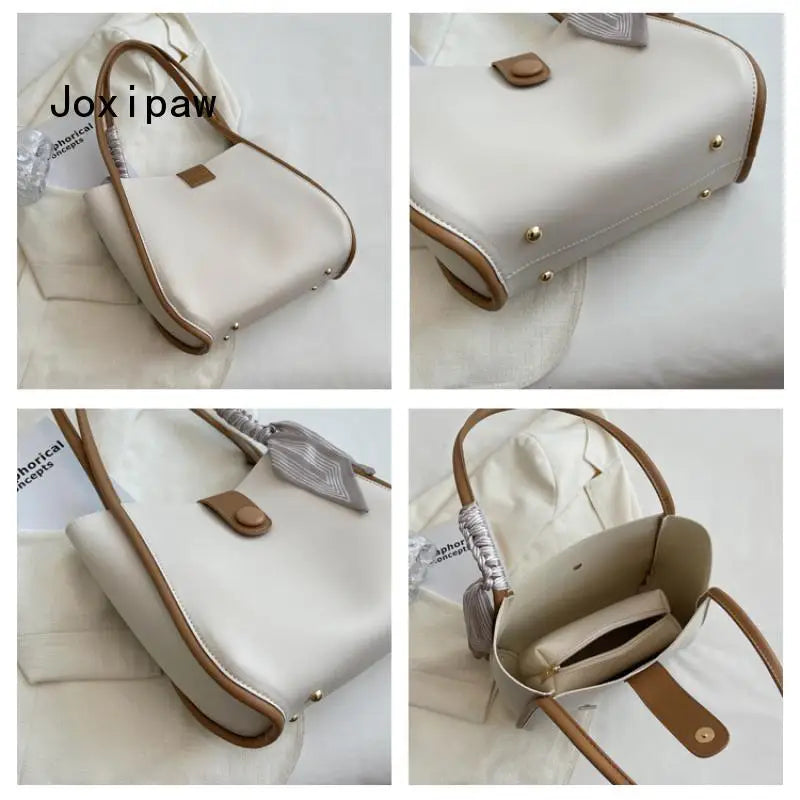 Autumn PU Leather Shoulder Bag for Women Large Capacity Tote Bags