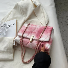 Autumn Shoulder Bag Chain Strap Flap Crossbody Bags Embroidery Pu Leather