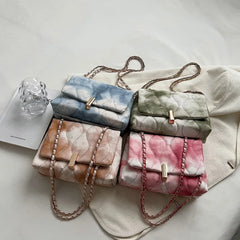 Autumn Shoulder Bag Chain Strap Flap Crossbody Bags Embroidery Pu Leather