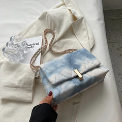 Autumn Shoulder Bag Chain Strap Flap Crossbody Bags Embroidery Pu Leather