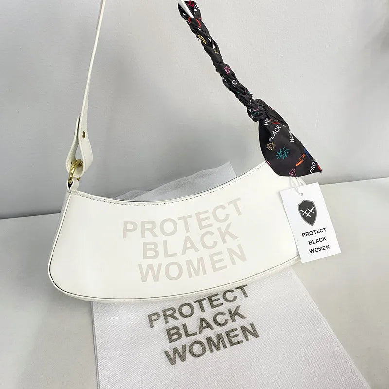 Autumn Female Crescent Bag Printed Letter Shoulder Bag Women Purse Handbags