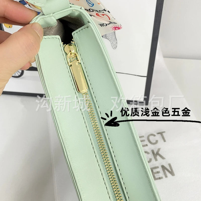 Autumn Female Crescent Bag Printed Letter Shoulder Bag Women Purse Handbags