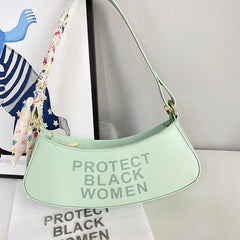 Autumn Female Crescent Bag Printed Letter Shoulder Bag Women Purse Handbags