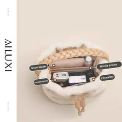 Winter Bucket Shoulder Bag Faux Fur Large Capacity Fluffy