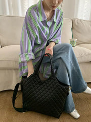 Autumn/Winter High Capacity Rhombic Tote Bag Female Large Bag