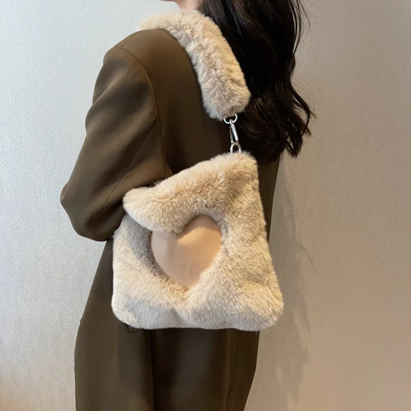 Plush Ladies Crossbody Bag Love Handbag Furry Women's Purse