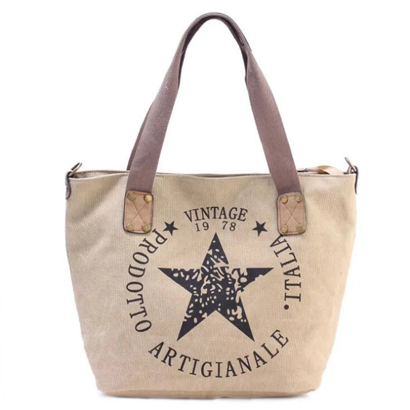 Vintage Canvas Shoulder Bag Women Travel Tote Multifunctional Bolsos