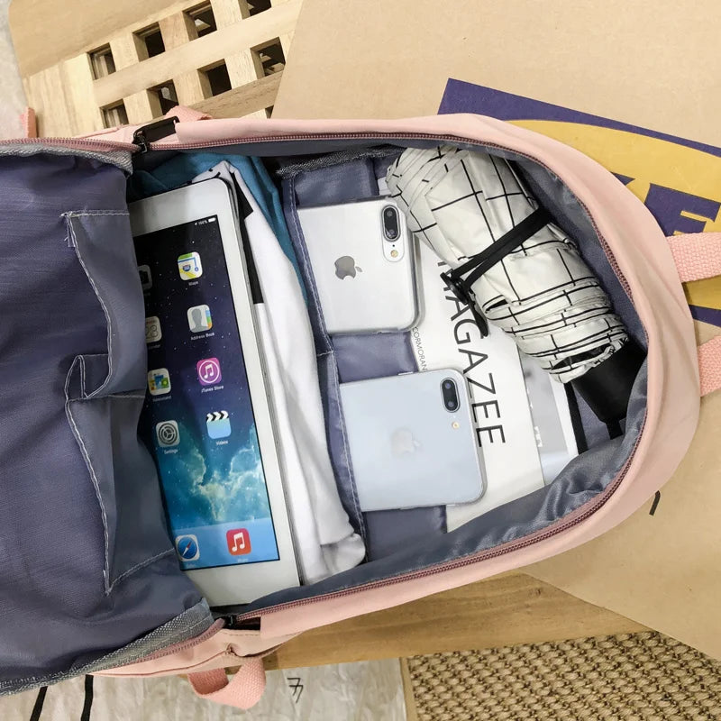 Women Backpack Shoulder Bag solid School Bag For Teenage Girl