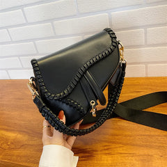 Women's Shoulder Messenger Saddle Bag Autumn Fashion Solid Color Literary Bag