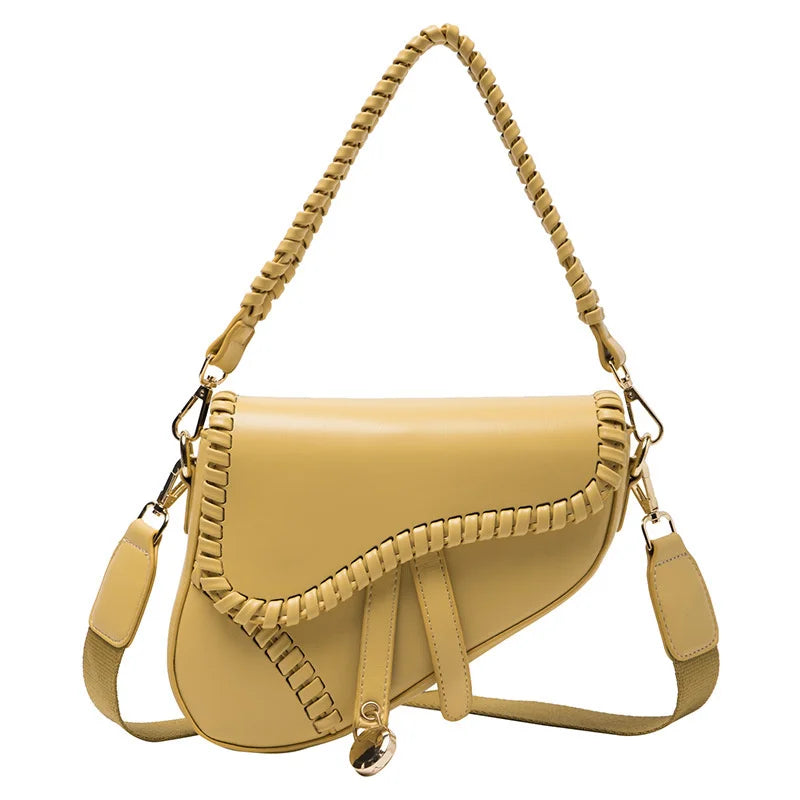 Women's Shoulder Messenger Saddle Bag Autumn Fashion Solid Color Literary Bag