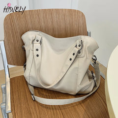 Green Shoulder Bag Large Capacity Soft Leather Crossbody Handbag Travel Tote